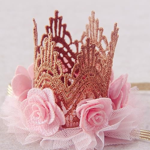 Lace Crown Headband for Baby Girls Birthday Party Photography Gift (Pink)4