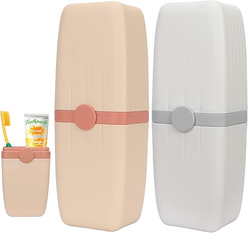 Skycase Estuche para cepillos de dientes de viaje, 2 unidades Caja de almacenamiento de pasta de dientes, taza portátil para cepillos de dientes,