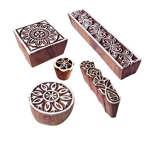Royal Kraft Original Forme Floral et Fleur Bois Timbre Blocs (Set de 5) Cover