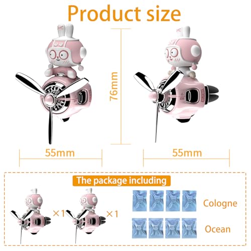 Image of 2Pcs Car Air Fresheners, Cute Bear Pilot Automotive Air Outlet Creative Car Perfume Diffuser, Automotive Accessories Air Vent Decoration with 8 Fragrant Tablets (Pink 1+Pink 1)