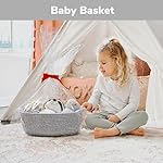 CHICVITA Storage Basket for Gifting, Small Woven Basket for Towels, Cute Baskets for Baby, Nursery, Decorative Rope Baskets for Living Room, Grey, 13 x 9.8 x 5 inches - Image 4