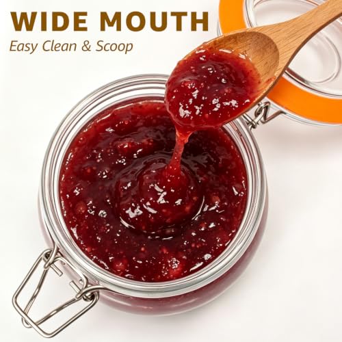 Image of Small Glass Storage Jars with Airtight Lids Wide Mouth 17 oz 6 Pack