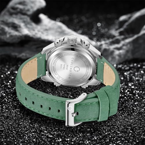 Image of Carlington Nitro Analog-Digital Men's Premium Leather Strap Wrist Watch | Quartz Movement | Water & Shock Resistant Watch for Men | Casual & Formal Wear - CT 9197