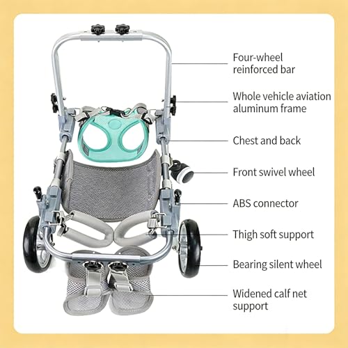 Carrito para mascotas adaptable con marco ABS resistente para paseos diarios 3