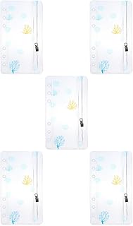 Tofficu 5 peças de anteparo com zíper transparente envelopes transparentes envelopes de dinheiro de orçamento recarregável caderno tamanho fichário bolsos bolsa com zíper reutilizável bolsa de armazenamento grossa