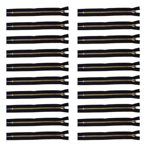 Healifty 20 Cremalleras para Jeans Negras de 18 CM Accesorios para Faldas y Pantalones Cremalleras de Latón y Tela Duraderas para Ropa Vaquera y Reparación de Prendas
