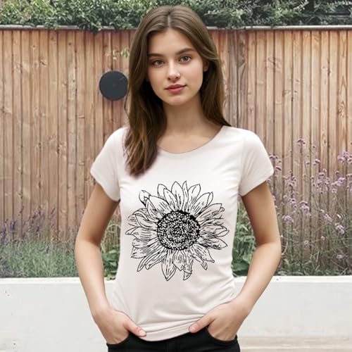 Women's Floral T-Shirts Graphic Loose Tees Sunflower Graphic Summer Short Sleeve Boho Casual Tops