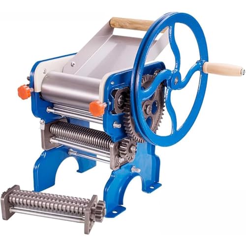 Máquina para hacer fideos, rodillo de metal resistente con cortadores y tolva de fideos extraíble para uso en la mesa