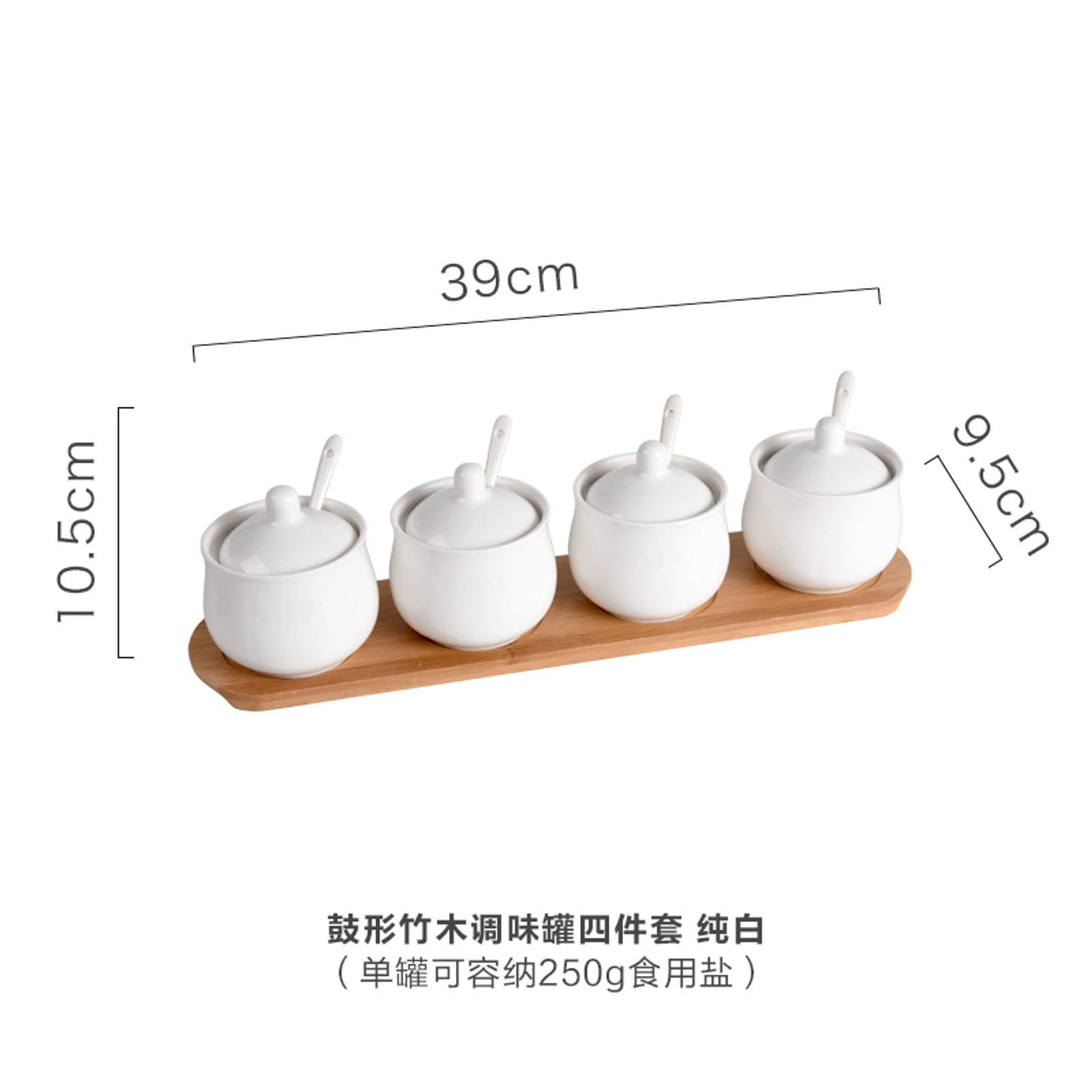 Barattolo per spezie in porcellana, zuccheriera in ceramica con coperchio, zuccheriera in porcellana con cucchiaio, piccola saliera, per caffetteria, ristorante, 3 set (bianco 4 set)