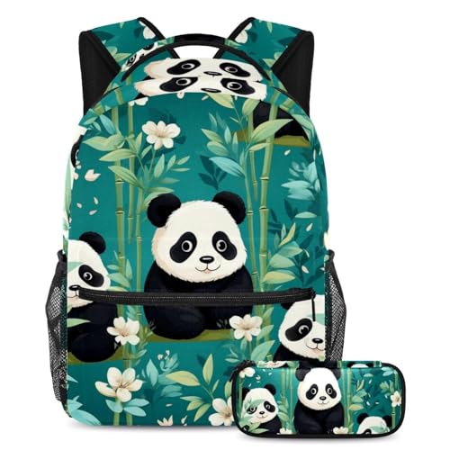 Sac à dos enfant panda et trousse assortie pour ranger les fournitures scolaires au CP