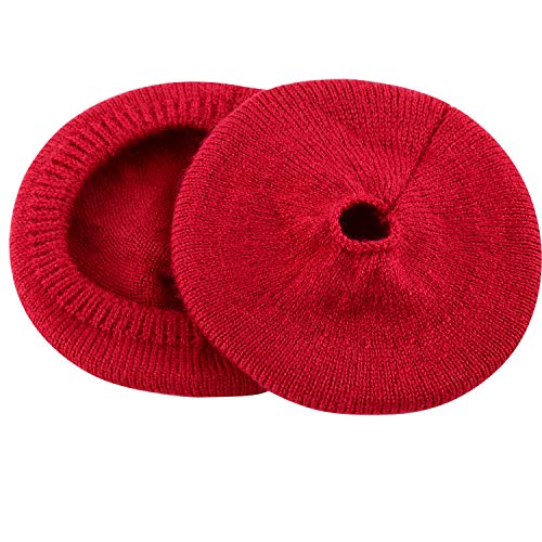 Cubiertas de suéter para almohadillas de auriculares con tela de punto para Beats Solo 3/2, Solo HD/Mixr/EP y otros auriculares con cojines de oreja de 1.57-3.14 pulgadas [2 pares] (Rojo) miniatura 5