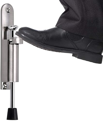 Miniatura 6 de CertBuy - Paquete de 2 topes de puerta abatibles, de acero inoxidable, fácil escalón, con resorte, telescópico, cerraduras de puerta ajustables,