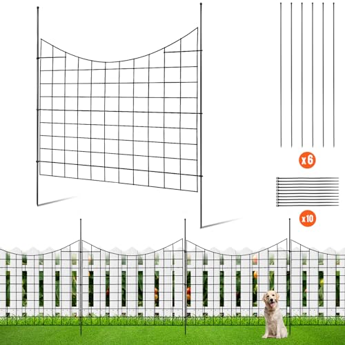 VEVOR Recinzione da Giardino in Metallo 75x93 cm da 5 Pezzi Barriera per Animali Domestici Senza Scavo Spaziatura dei Picchi 3,81cm, Recinzione Decorativa in Metallo 5 Pz per Giardino Cortile Aiuola
