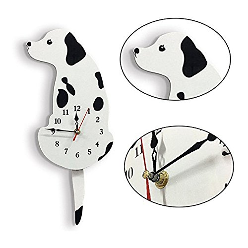 Ukey Wall Clock Creative Dog Acrylic Wall Clock With Swing Tail Pendulum For Living Room Bedroom Kids Room Kitchen And Home Décor - Battery Not Included (42Cm X 18Cm) White #TOP2