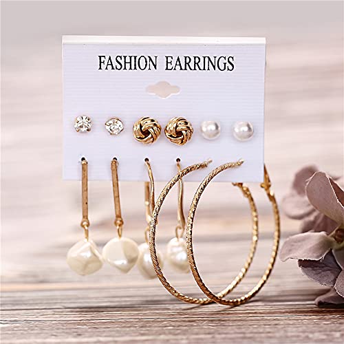 Image of Shining Diva Fashion Stylish Combo Design 6 Pairs Metal Earrings for Women and Girls (F12787er)