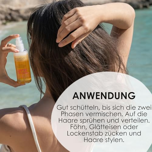 Jean & Len Hitzeschutz 2-Phasen Leave-In Spray, für jeden Haartyp, schützt das Haar vor Hitzeschäden bis 220°C, Anti-Frizz-Formulierung, Heat Protection Spray, ohne Parabene & Silikone, vegan, 100 ml