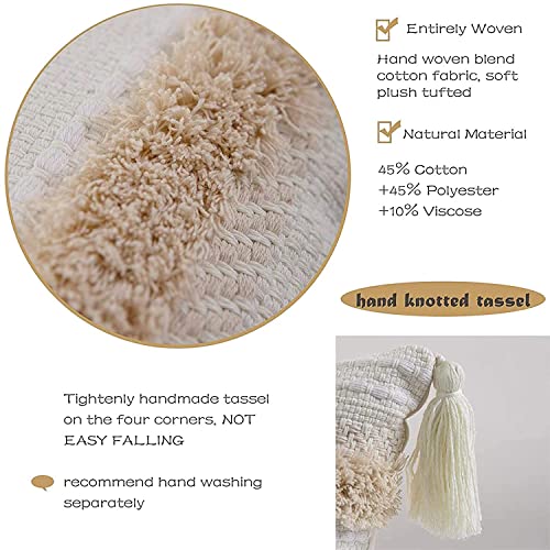 Blue Page SQ1029-CREAM-42X42 Boho Throw Pillow Covers 18X18 Neutral Tufted Decorative Pillows Cover thumb #6