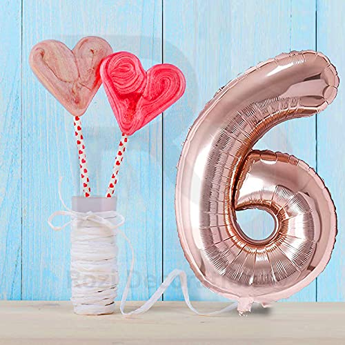 Image of Rozi Decoration 32 inch Inch Rose Gold 6 Number Foil Balloons | 6 Month Number Balloon | 6th Anniversary Decoration Items | Number 6 Balloon for Birthday Pack of 1 Pcs