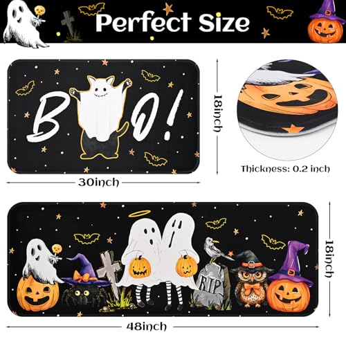 Likiyol Halloween Kitchen Rugs Set Of 2 Ghost Kitchen Mats For Floor Anti Fatigue Mats For Kitchen Floor thumb #6