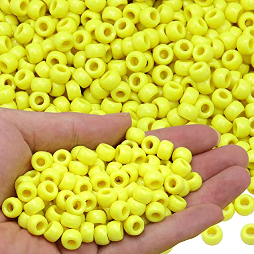 GMMA 1000 Pcs Yellow Pony Beads for Jewelry Making - Plastic Fall Beads for Friendship Bracelets Necklaces - Thanksgiving Autumn DIY Party Decoration Supplies