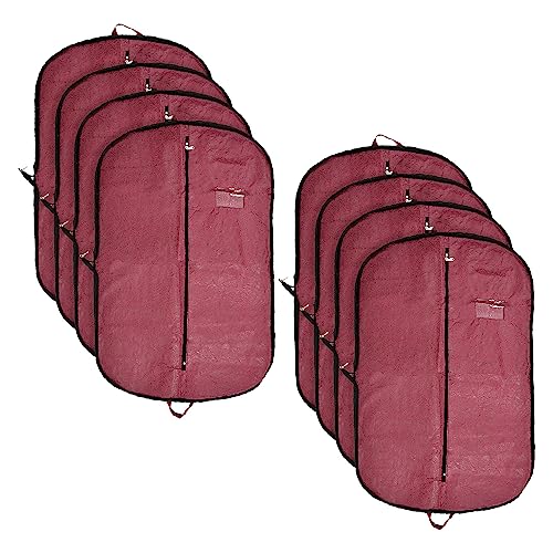Kuber Industries Coat Cover | 3-Pcs Non-Woven Maroon Blazer & Coat Protector | Embossed Pattern & Durable Zipper | Pack of 8