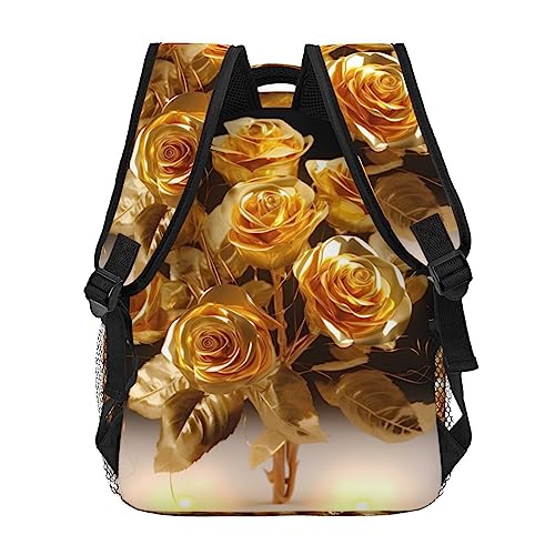 Sac à dos de voyage noir taille unique avec imprimé rose doré chic