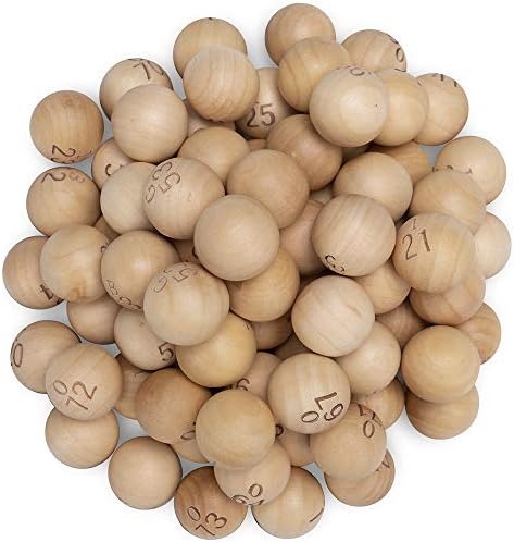 75 Natural Wood 7/8 Inch Bingo Balls -Wood Balls for Bingo Cages and Raffles - Compatible with Cages from Most Major Brands