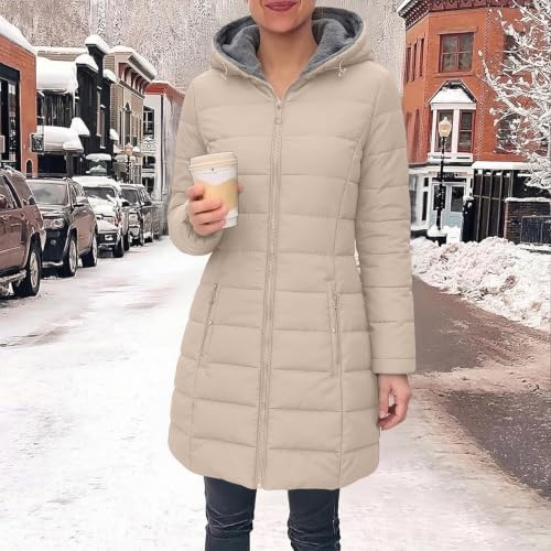 Women Winter Puffer Coat Sherpa Fleece Liend Long Quilted Jacket with Hood - image 3
