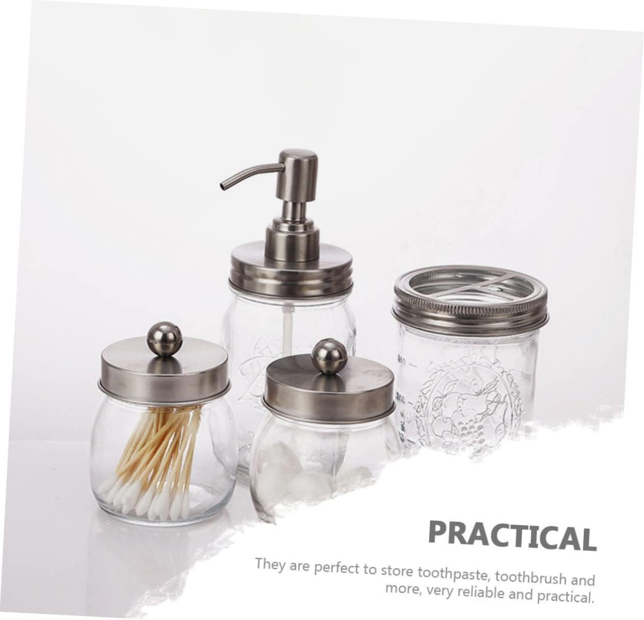 Alipis 1 Set Glass Toothbrush Cup Set Mouthwash Dispenser Bathroom Accessory Small Cup Holder for Home Dorm Hotel