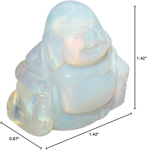 Miniatura 6 de Rockcloud Figuras de cristal curativo talladas y risueñas de Feng Shui de Buda, riqueza y buena suerte, 1.5 pulgadas