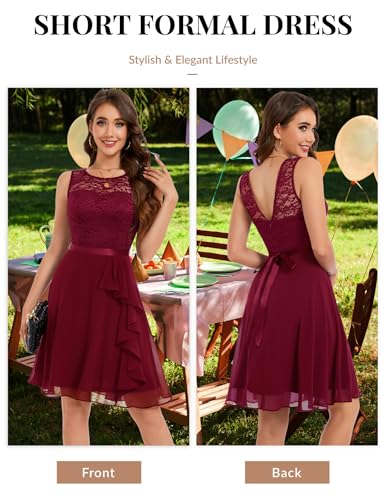 Image of BeryLove Womens Boat Neck A Line Sleeveless Lace Formal Homecoming Dress
