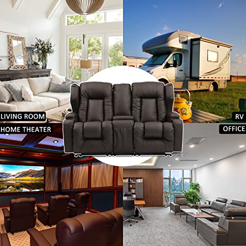Ipkig 67" Rv Loveseat Recliner | Double Recliner Rv Sofa With Console |Faux Leather Reclining Rv | Rv Theater Seats |Rv Theater Seating | Rv Furniture, Manual Recliner Chair (Brown) #TOP6