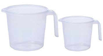 Kuber Industries Virgin Plastic 2 Pieces Transparent Bathroom Mug with Measurement,1800,1100 ML (White)- CTKTC044948