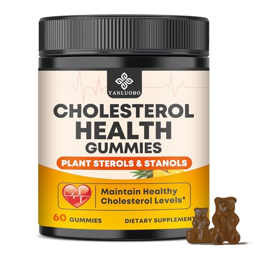Cholesterol Supplements with 1200mg Plant Sterols & Stanols, Guggul, Bergamot, Red Yeast Rice, Cholesterol Complex Gummies Support Healthy Cholesterol Levels, Pineapple Flavor, 60 Counts