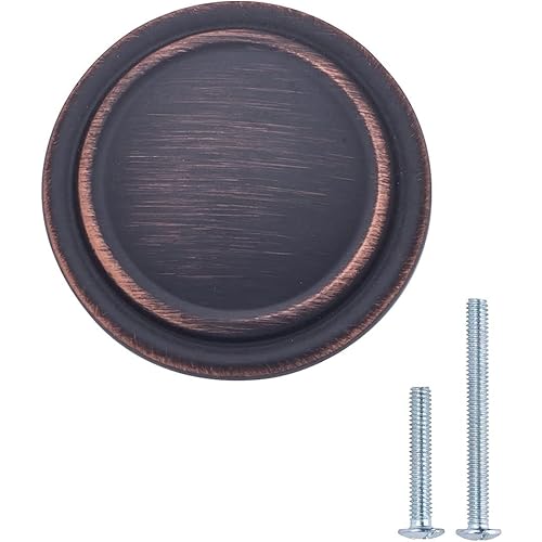 Amazon Basics Straight Top Ring Cabinet Knob, 1.25-inch Diameter, Oil Rubbed Bronze, 10-Pack