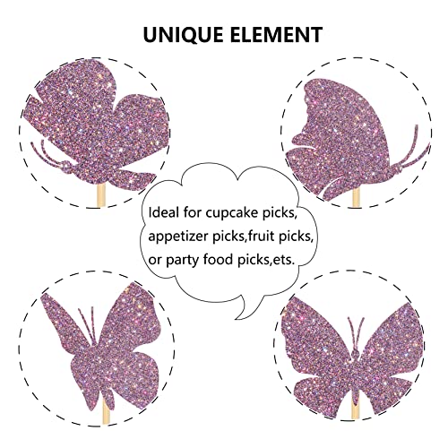 Dill-Dall Purple Butterfly Cupcake Toppers, Baby Girl Birthday, Gender Reveal, Baby Shower Cupcake Decor, Girl's Baby Shower Party Decorations （24 Pcs） #TOP2