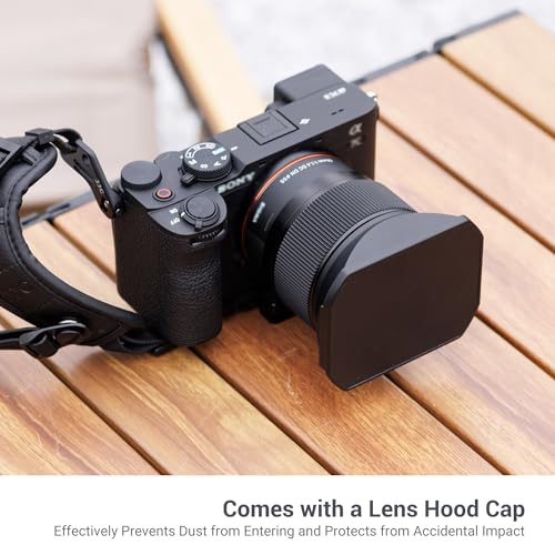 Image of JJC Metal Square Lens Hood for Sigma 56mm f /1.4 DC DN Contemporary Lens | Replaces Sigma LH-582-01 Lens Hood, No Vignetting, with Protective Hood Cap, Not Affect The Use of 55mm Filter