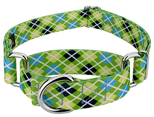 Country Brook Petz - Margarita Argyle Martingale Dog Collar - Plaid and Argyle Collection Featuring Charming Designs (1 Inch, Medium)