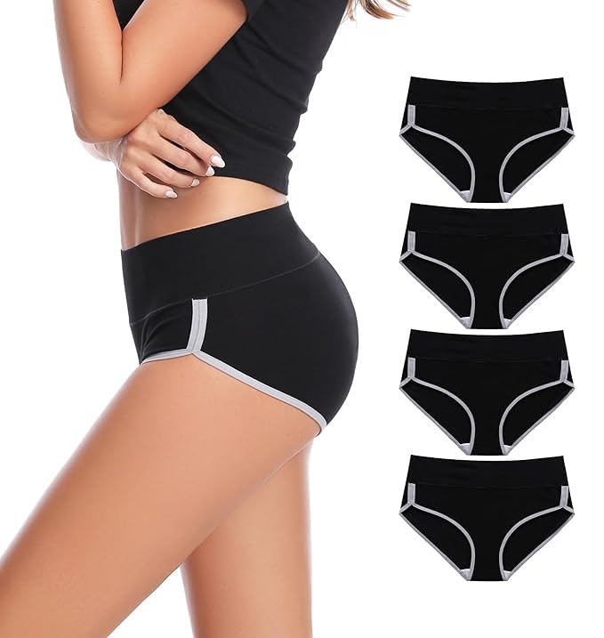 Image of DIVING DEEP Womens Breathable 100% Hipser Regular & Plus Size Underwear | Cotton Brief | High Waist Full Coverage Tummy Controller | High Rise Underpants Womens Panties - (Pack of 4)