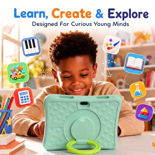 Image of Kids Tablet 10 Inch Android Tablet for Kids Comes with a Shock-Resistant Protective Case, 8GB RAM 32GB ROM Tablets Supports 1TB MicroSD, 6000mAh Battery Dual Cameras 5G Wifi6 Android Tablets with Case