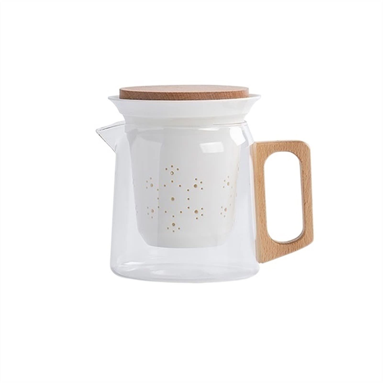 Tetera de vidrio transparente con filtro para hojas sueltas de té