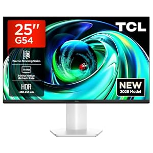 TCL 25G54 – Moniteur de Jeu Mini-LED 25″, résolution Full HD, 144 Hz, Dalle IPS, 450 nits, HDR 400, Couverture DCI-P3 à 93%, certifié TÜV Rheinland antiscintillement & Faible lumière Bleue