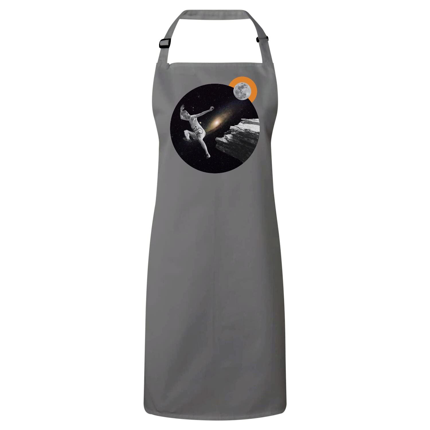 Tablier cuisine gris saut galactique espace lune collage art