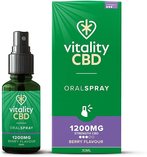 Vitality CBD Oral Spray in MCT Oil, 1200 mg, Berry, 30ml
