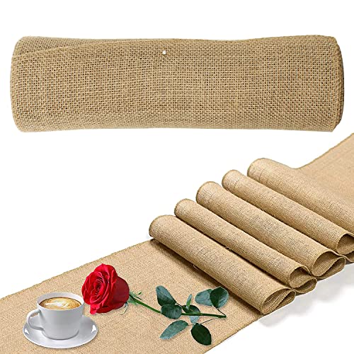 Chemin de Table Toile de Jute 30cm x 5m Chemin de Table en Jute Chemin de Table Champetre Suture Complète du Bord, Très pour la Décoration de Table pour Mariage Baptême Fête Cover