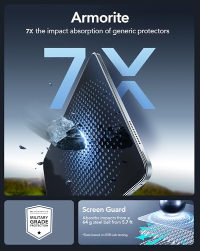 Image of ESR 2 Pack Armorite Screen Protector for iPad Pro 11 Inch M5 /M4 (2025 /2024), Military Grade Protection, 9H Hardness Tempered Glass Film with UltraFit Tray, HD Clarity, Dust and Bubble Free