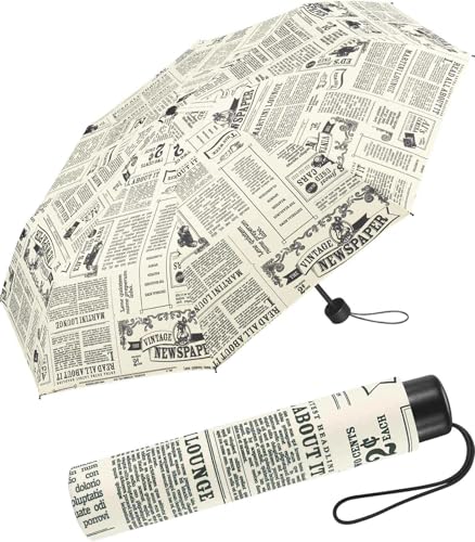 Newspaper Regenschirm Taschenschirm Handöffner 95 cm, Taschenschirm-Handöffner, 95 cm, Vintage