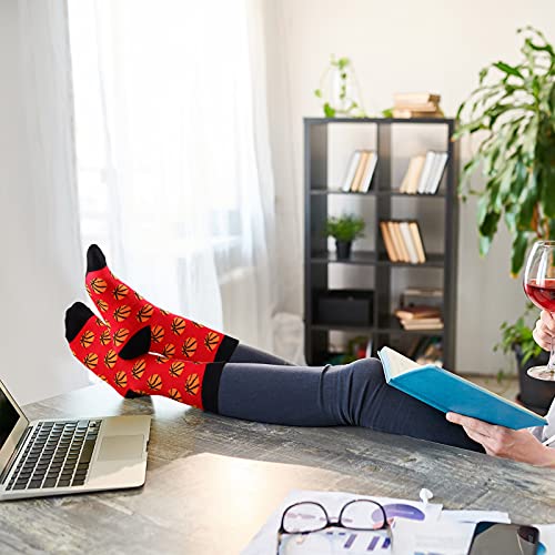 Zhanmai 4 Pairs Funny Basketball Volleyball Football Softball Soccer Baseball Socks Novelty Sports Casual Crew Socks For Men Women  thumb #5