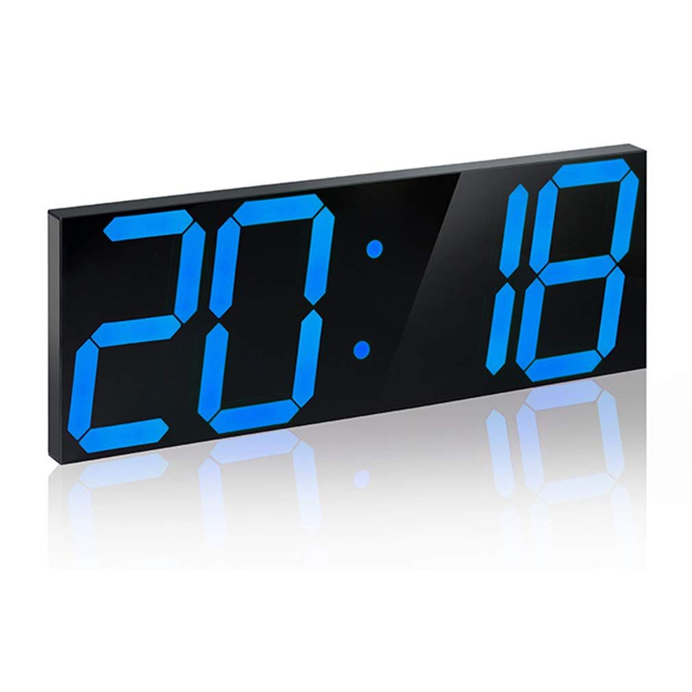 Sjdopulse Blue Led Wall Clock, Large Digital With Thermometer Calendar Alarm Countdown Timer Hangable Mute For Home Office Gyms The Mall Hospital Subway
