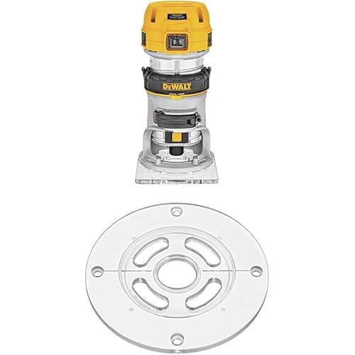 DEWALT DWP611 1.25 HP Max Torque Variable Speed Compact Router with LED's with Round Sub Base for Compact Router